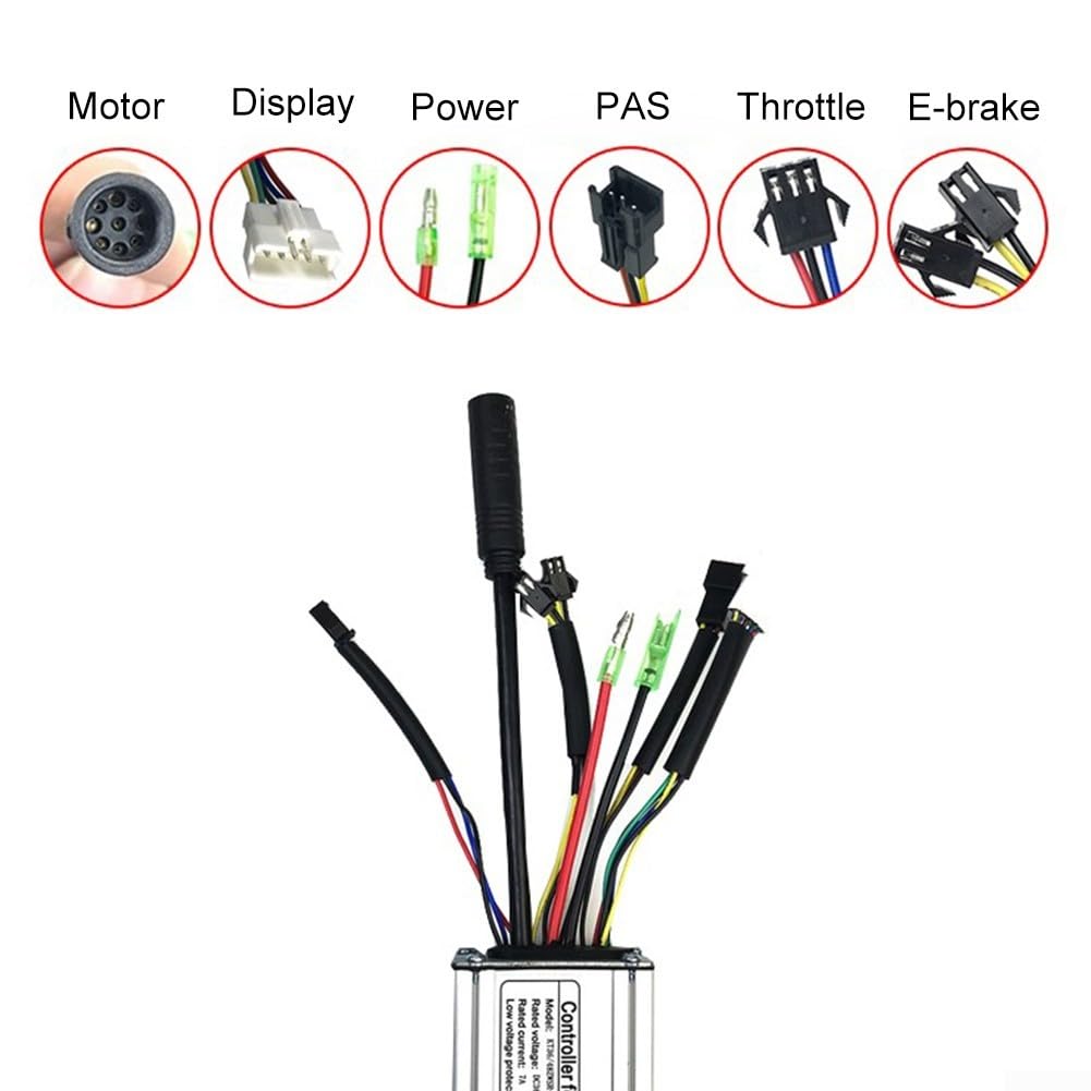 Kit de controlador Ebike 36 V 48 V 250 W 15 A para sistema KT con pantalla LCD5, sensor PAS de 8 imanes y acelerador de pulgar, juego de actualización impermeable para bicicleta eléctrica