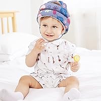 Vista 5 de Casco para caminar para niños pequeños, antigolpes, protección contra golpes, casco de seguridad, ajustable, transpirable, para niños, anticaídas