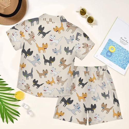 Image of visesunny Boy Floral Short Sleeve Button Down Shirt & Casual Shorts Set Summer Outfits 3-10 Years Clothes