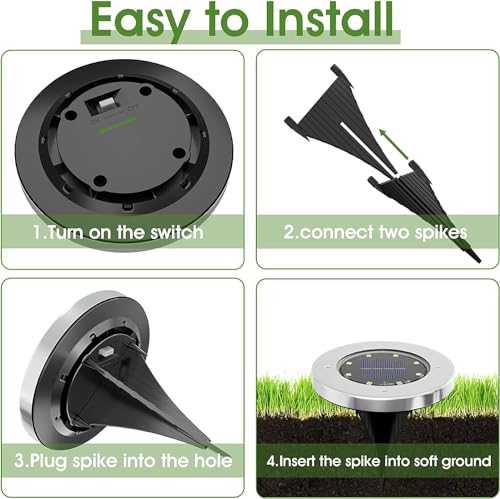 Image of INCX 6 Pack 4.6 Inch Solar Ground Lights Outdoor, Waterproof, Warm White