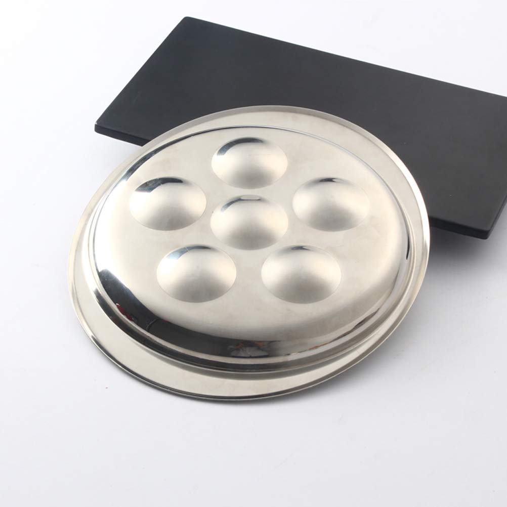 1 Set di Escargot Piatto 6 Fori in Acciaio Inox Lumaca Scargot Piatto con Scargot Tong e Escargot Fork per Ristorante