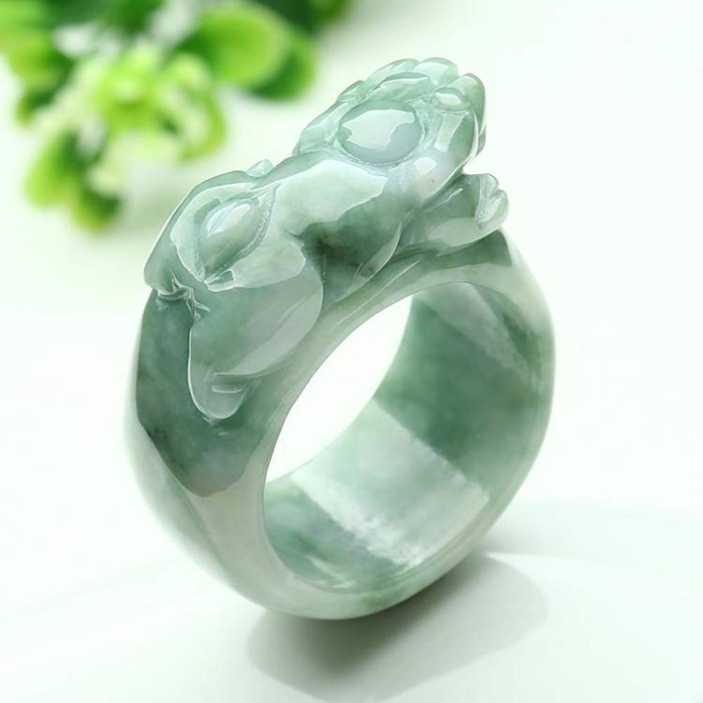LYFHJD Burmesischer Jadeit-Ring. Schwimmender grüner Pixiu-Jade-Ring