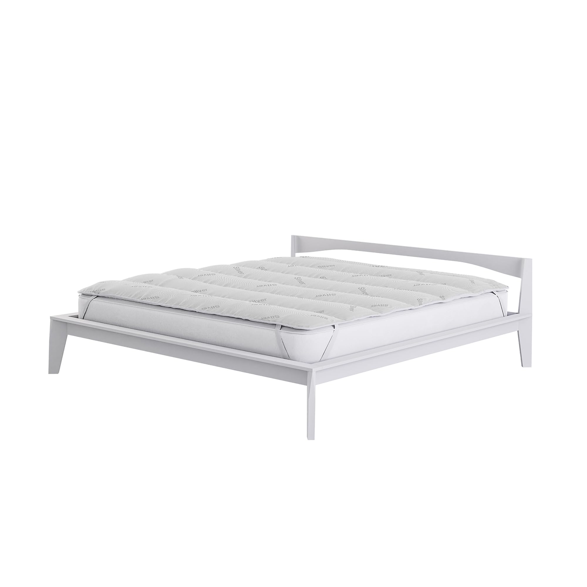 Italian Bed Linen Topper srebrny, wyściełany, pikowany, zmywalny