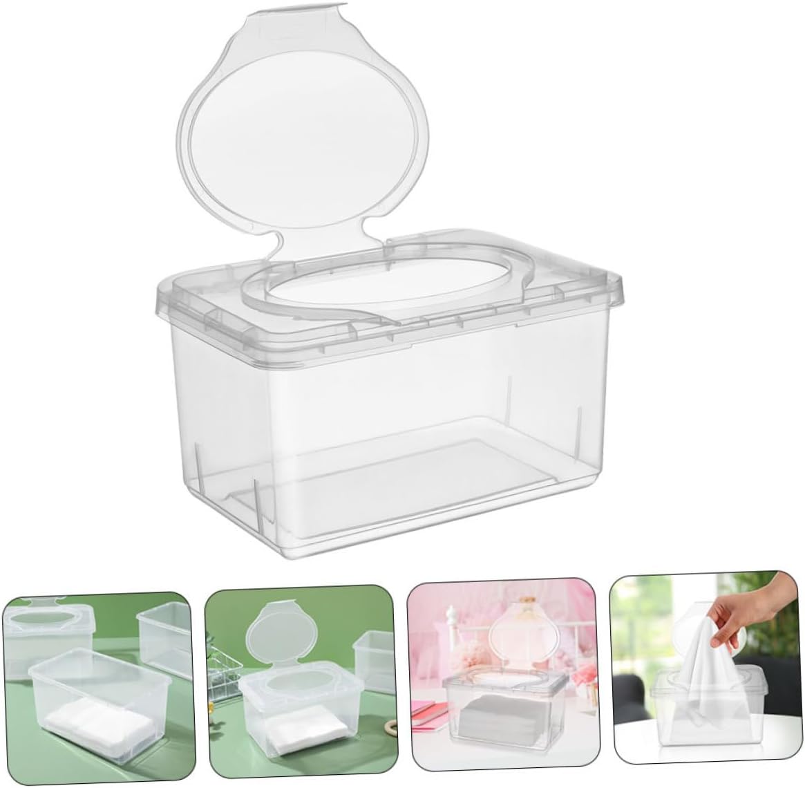 4PCS Plastic Wipe Dispenser with Lid Friendly Wet Tissue Case for Home Travel Dustproof Portable Holder for Delicate Skin for Care Cleaning