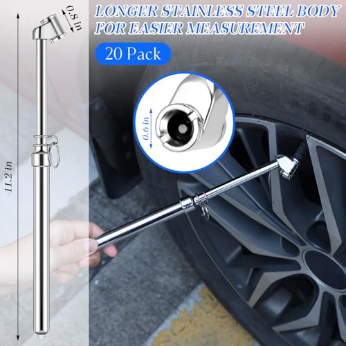 Image of Yunsailing 20 Pcs 10 Pcs Dual Head Tire Pressure Gauge Heavy Duty Truck Tires Air Pressures Gauges with Hook Range 10-150psi, 0.7-10.3bar for Semi Trucks Car Bus Rv Van (Silver)