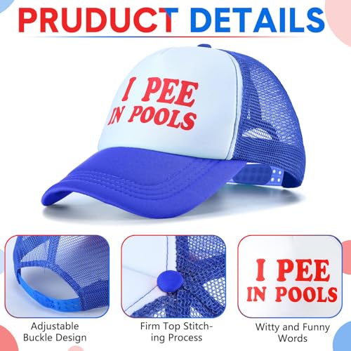 Jiuguva Boné de caminhoneiro engraçado 4 peças I Pee in Pools boné de beisebol retrô engraçado piada