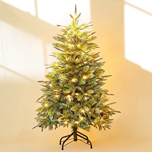 AsterOutdoor 4.5FT Snow Flocked Pre-lit Artificial Christmas Tree, Realistic Tree with 860 Branch Tips, Includes Pre-Strung White Lights and Stand AsterOutdoor 4.5FT Snow Flocked Pre-lit Artificial Christmas Tree, Realistic Tree with 860 Branch Tips, Includes Pre-Strung White Lights and Stand