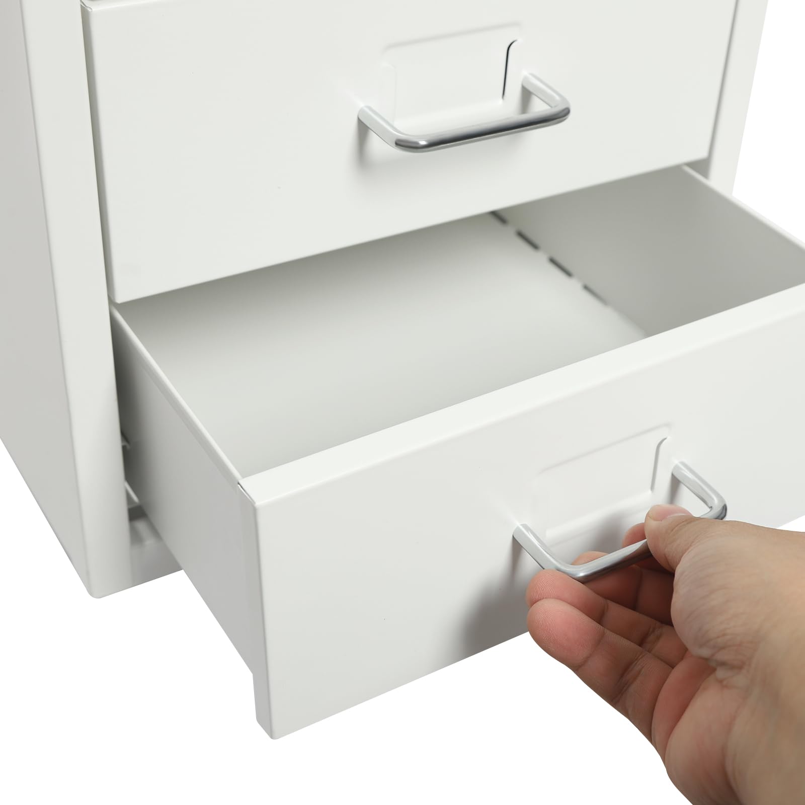 Cassettiera con 6 cassetti, armadietto da ufficio con ruote, in metallo, per ufficio, studio, bianco