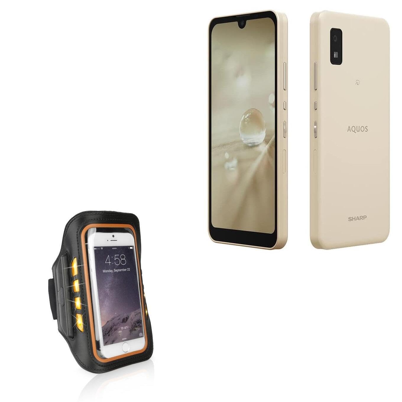 BoxWave Case Compatible with Sharp Aquos Wish - JogBrite Sports Armband, High Visibility Safety Light LED Runners Armband - Bold Orange