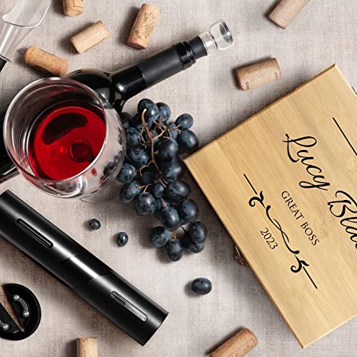 Maverton Wine Opener Accessories For Women - Customized Wooden Box For Her - Wine Kit Set With Electric Opener - Overprinted Wooden Box For Birthday - Kit For Wine Lover - Classic #TOP4