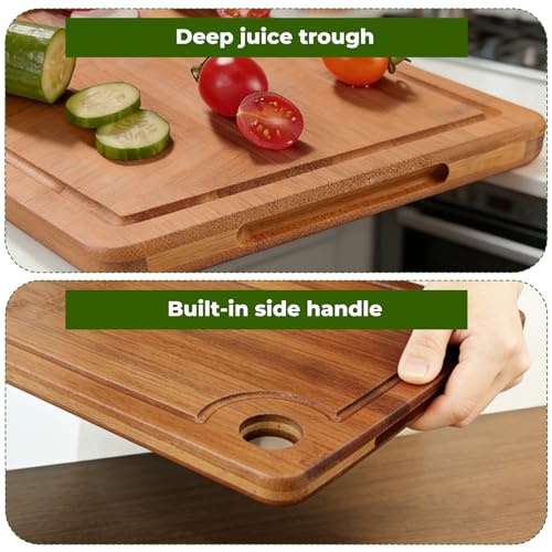 Set de 3 tablas de cortar de bambú con mango y ranura miniatura 6