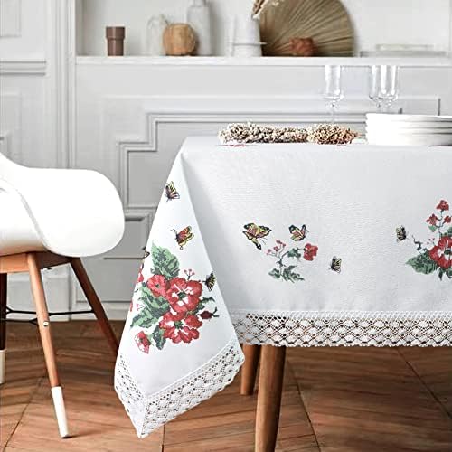 WEHARTS Floral Table Cloth 60X84 Inch, Water Resistant Table Runners - Wrinkle Free and Stain Resistant Fabric Table Covers for Dining Room, Wedding Parties Table Decoration (Floral Butterfly)