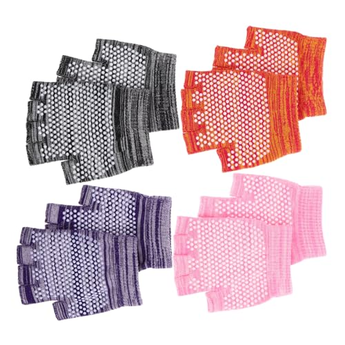 jojofuny 4 ペアレディース露指ヨガグローブ 半指トレーニング手袋 軽量通気性フィットネスグローブ 滑り止めサイクリング用ワークアウトミ ヨ