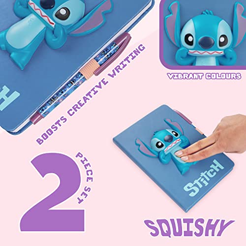 Disney Stitch A5 Secret Diary & Pen Set Stationery Set Office or School Supplies Journal & Ballpoint Pen, Stitch Gifts (Blue 3D) - Image 4