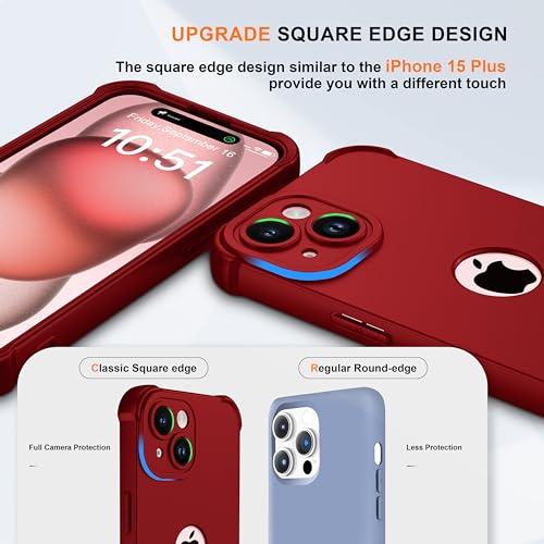 Image of ORETECH 3 in 1 for iPhone 15 Plus Case with 2 x Screen Protector,Red