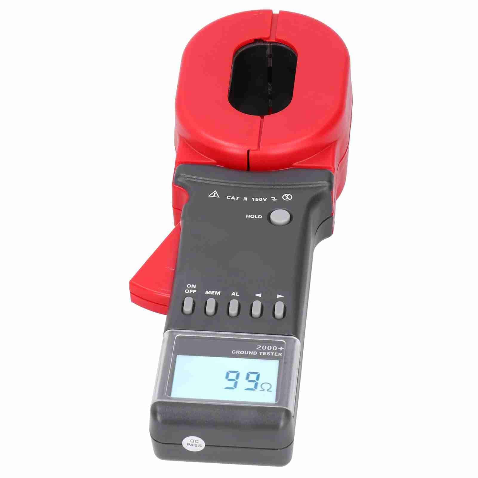 Dpofirs 0,01-1200 Ω Clamp Amperemeter, digitaler Erdungswiderstandstester mit LCD-Bildschirm, 1-199 Ω Schall- und Lichtalarm Digital Clamp Ground Meter