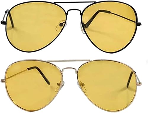 Miniatura 2 de Gafas de sol polarizadas piloto aviador moda lente amarilla gafas de conducción nocturna, tamaño variable, Amarillo