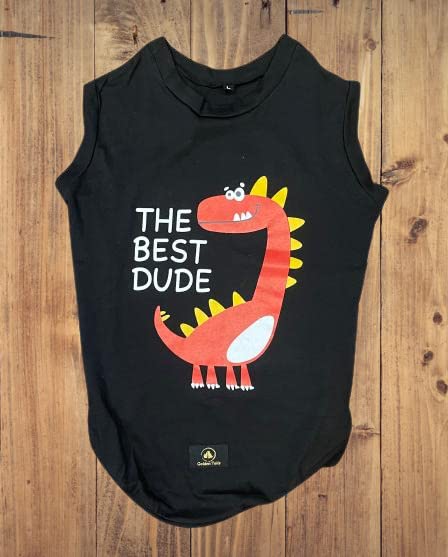 Golden Tails The Best Dude Tshirt for Dogs aand Cats Black (Small 14")