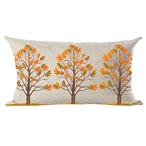 Ramirar Fall Y'all Autumn Watercolor Orange Maple Trees Leaves Decorative Lumbar Throw Pillow Cover Case Home Living Room Bed Sofa Car Cotton Linen Rectangular 12 X 20 Inches #TOP6