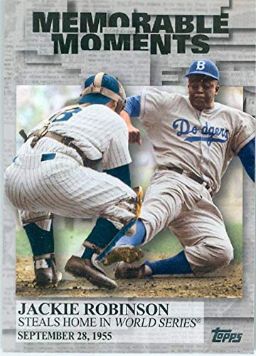 Jackie Robinson baseball trading card stealing home 1955