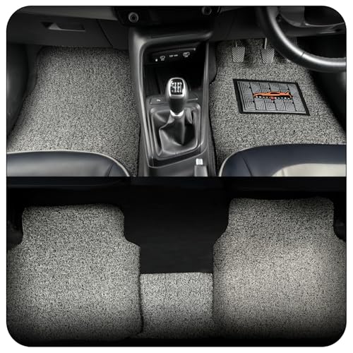 Image of CONTINENTAL ''Duramat Curly'' Universal Noodles Car Mats - Premium Waterproof PVC Cushions Car Floor Mats for All Cars with Anti-Slip Design (Set of 5, Grey & Black)