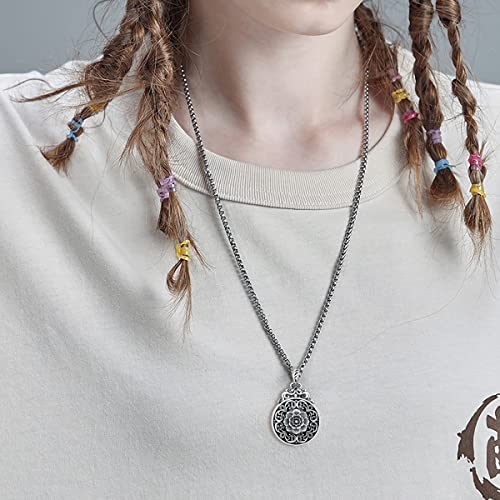 Mandala Flower Necklace For Men Women 925 Sterling Silver Pendant Lotus Flower Necklace Amulet Talisman Jewelry Gift For Him #TOP2