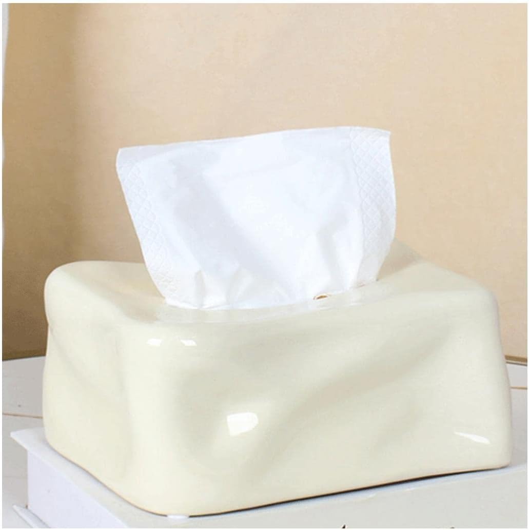 Ceramic Tissue Box Cover Multicolor 19.5x13.5x9cm(Beige)