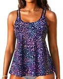Womens Flowy Tankini Tops Only - Modest Bathing Suit Loose F...