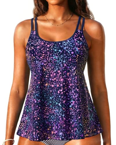 Image of Womens Flowy Tankini Tops Only - Modest Bathing Suit Loose Fit Swimsuit Swim Tops No Bottom 2025 (Available in Plus)
