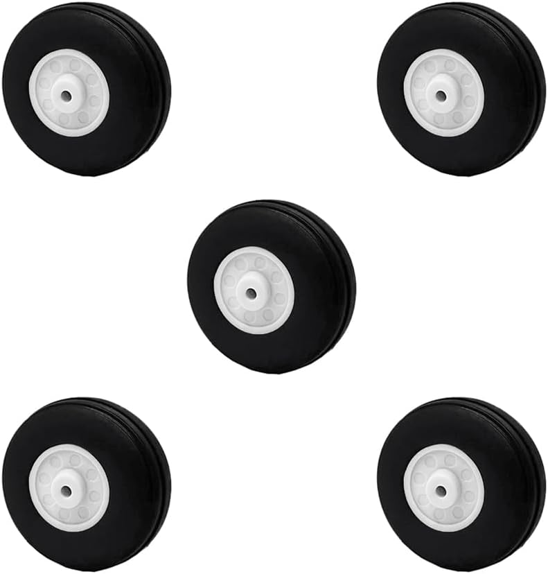 5PCS RC Airplane Light Sponge Tire with Plastic Hub for RC Plane Helicopter DIY Model Plane Wheel Replace Parts (2.25 Inch)