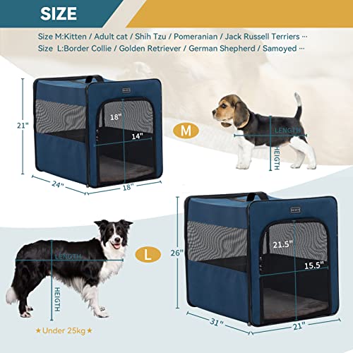 Petsfit Soft Sided Dog Crate, Upgrade Zipper And Strengthen The Seam, To Prevent From Escaping, Dog Crates For Large Dogs 31 Inch Navy Blue #TOP5