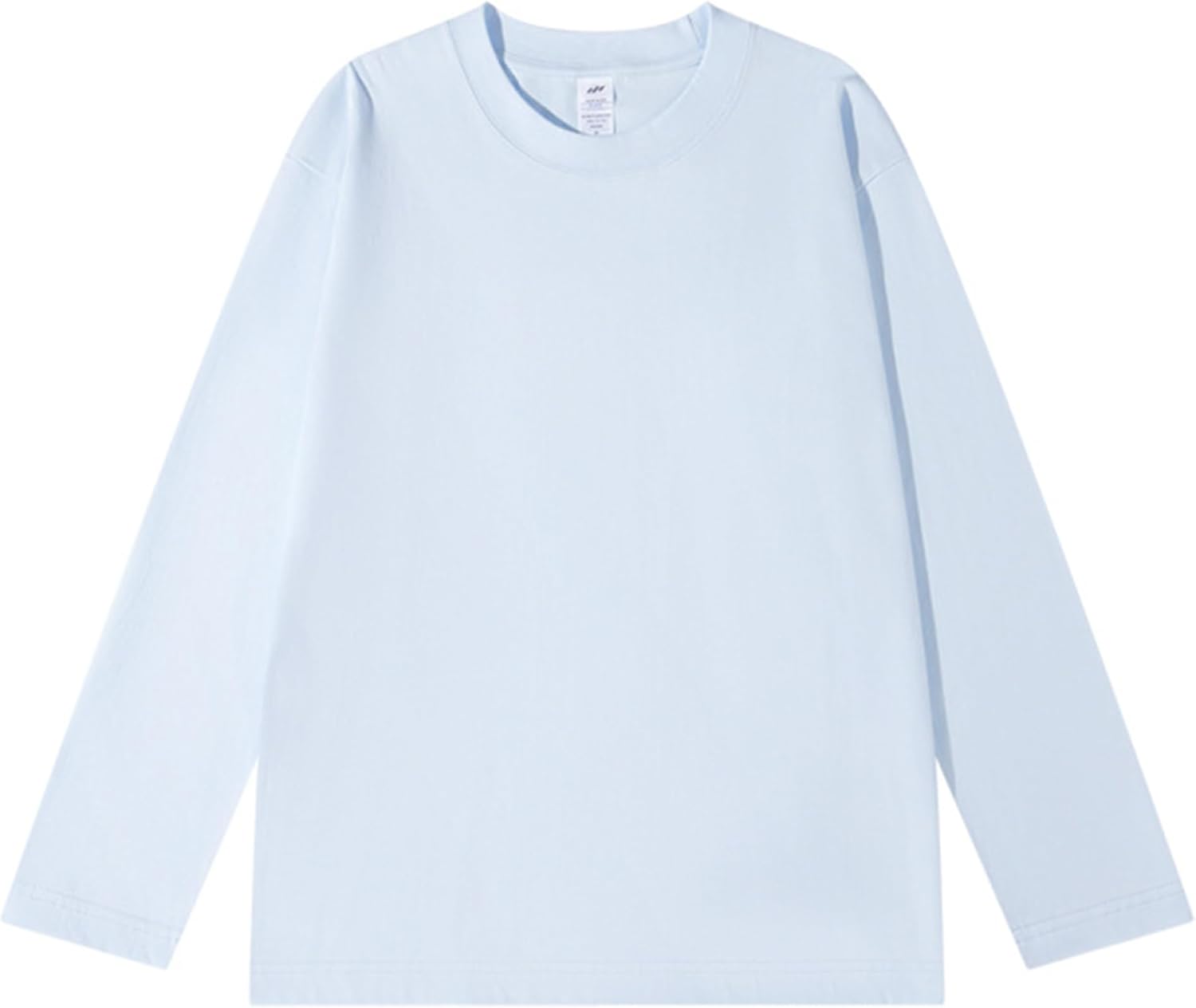 Cotton long sleeved T-shirt base shirt round neck solid color top for women and men