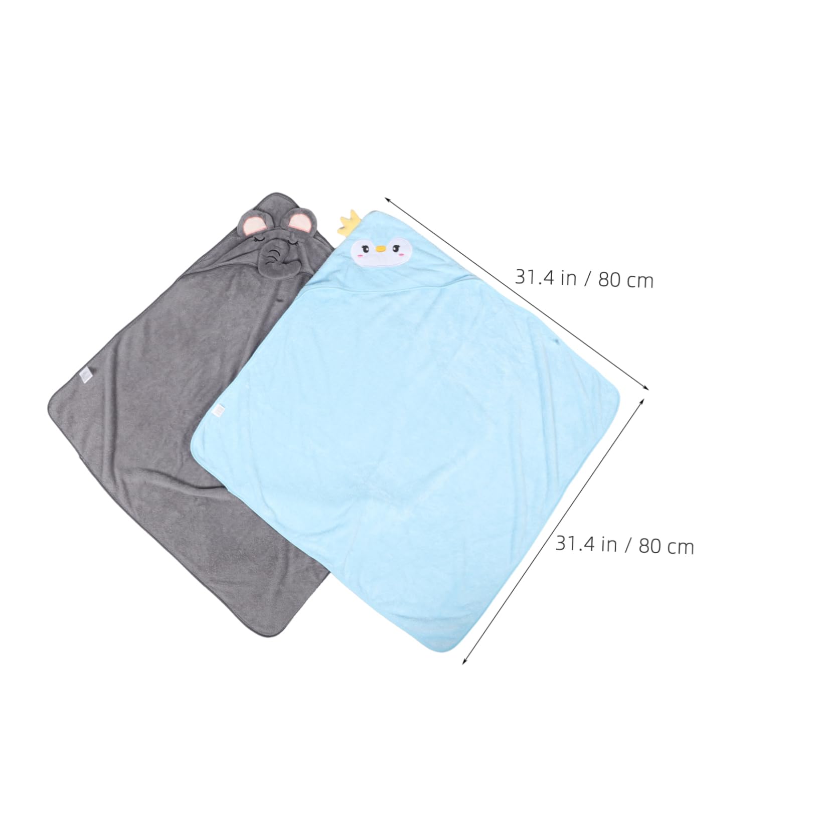 Ciieeo 2pcs Baby Hooded Towels: Cartoon Embroidered Bathrobe Kids Soft Absorbent and Warm Toddler Bath Blanket for Newborns and Infants