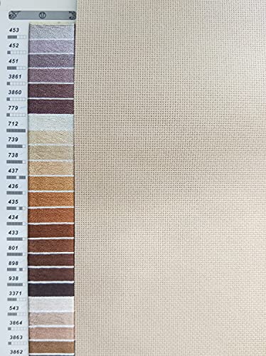 Image of KCS 3 pc of 12 inch x 18 inch 18CT Counted Cotton Aida Cloth Cross Stitch Fabric (Antique White +Cream+Khaki)