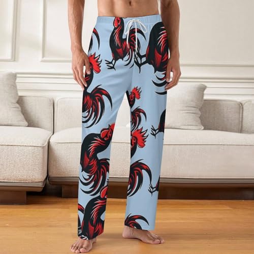Rooster Flag Red Cock Mens Pajama Pants Print Lounge Pant PJ Bottoms Sleepwear Loungewear2