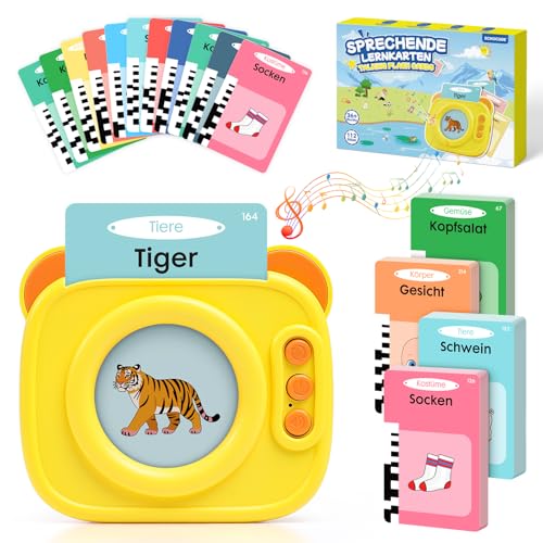 ECHOCUBE Sprechende Lernkarten, Vorschul-Lerngerät mit 224 Deutschen Wörtern,...