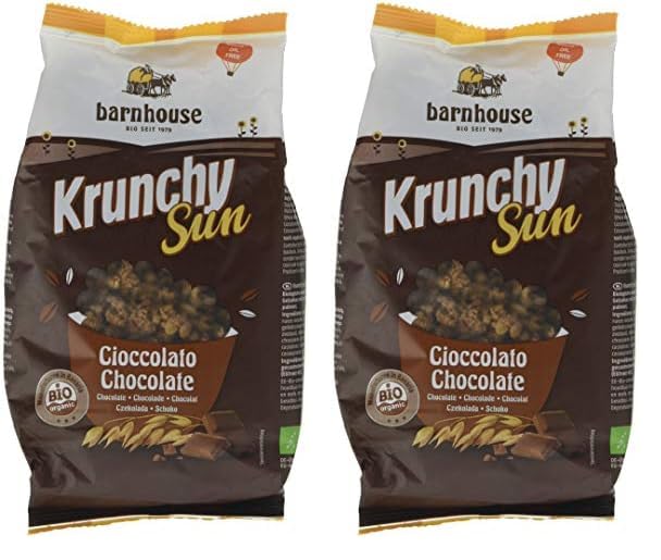 Barnhouse Krunchy Sun | Muesli Cereales De Chocolate | Ecológico | Vegetariano, 375 Gramo (Paquete de 2)