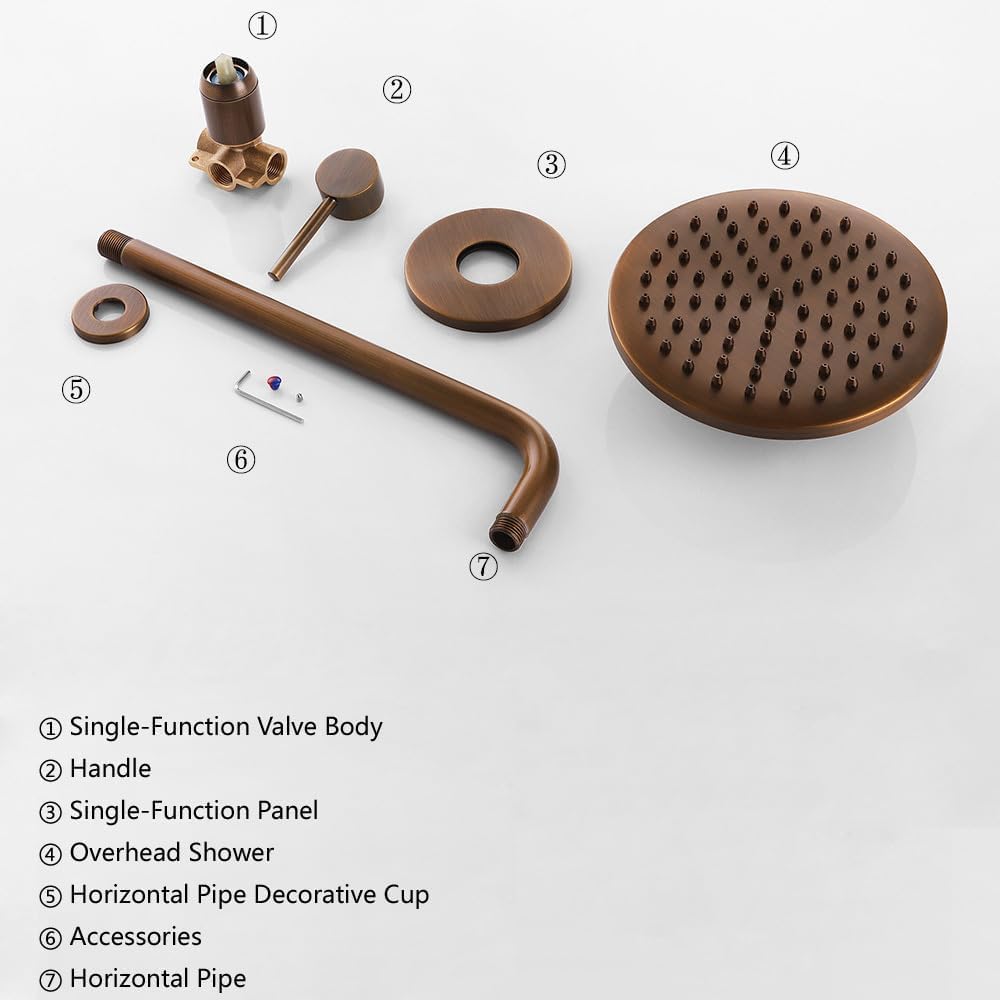 Set de Ducha Sistema de Ducha Empotrado, Grifo Ducha Vintage Retro Estilo Antiguo de Latón, Válvula de Cerámica, Baño Monomando Mezclador de Ducha Grifería Ducha Dos Orificios Set