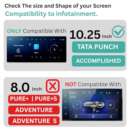 Image of Wisely 4Pcs - Screen Guard for TATA PUNCH (2026) ACCOMPLISHED 10.25-Inch Display Car Infotainment System Protector + 4 inch Instrument Cluster + Steering + AC Stereo Accessories - Touch Responsive - HD Clear