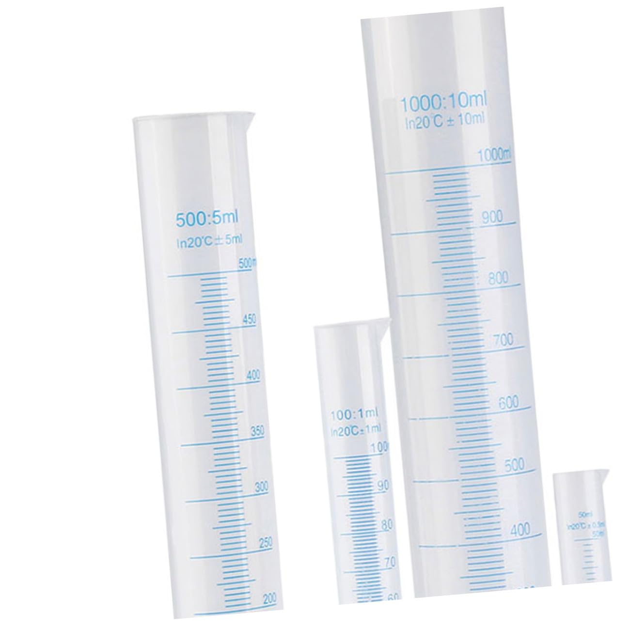 5 Stück Messzylinder Kunststoff mit Skala 50ml bis 1000ml Praktischer Laborzylinder für Haushalt Schule und Chemische Forschung