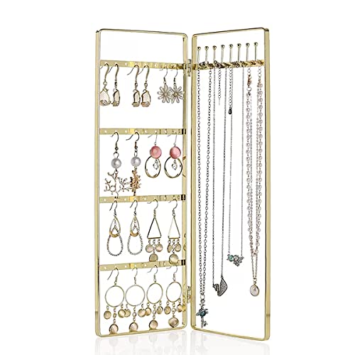 Rairsky Jewelry Organizer - Metal Oro Rosa,Soporte Para Joyas,Organizador de Pendientes,Expositor de Collares,Soporte Exhibición con Agujeros para Joyería y Pulseras,Almacenamiento Colgar Aretes