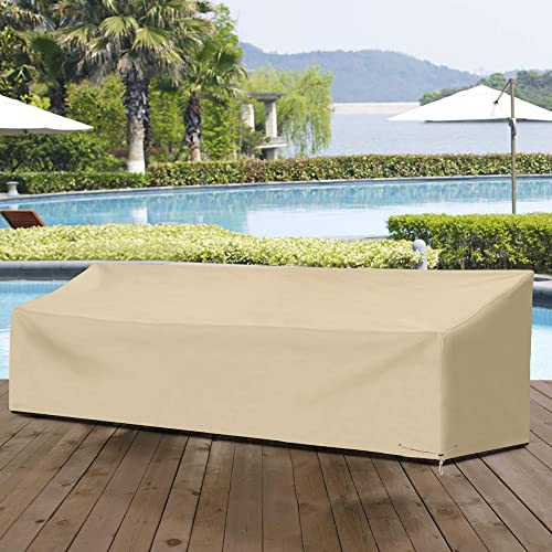 Sunpatio Outdoor Large Bench Cover 110 Inch, Patio Veranda Sofa Cover With Waterproof Sealed Seam, Patio Furniture Cover, All Weather Protection, Beige #TOP6