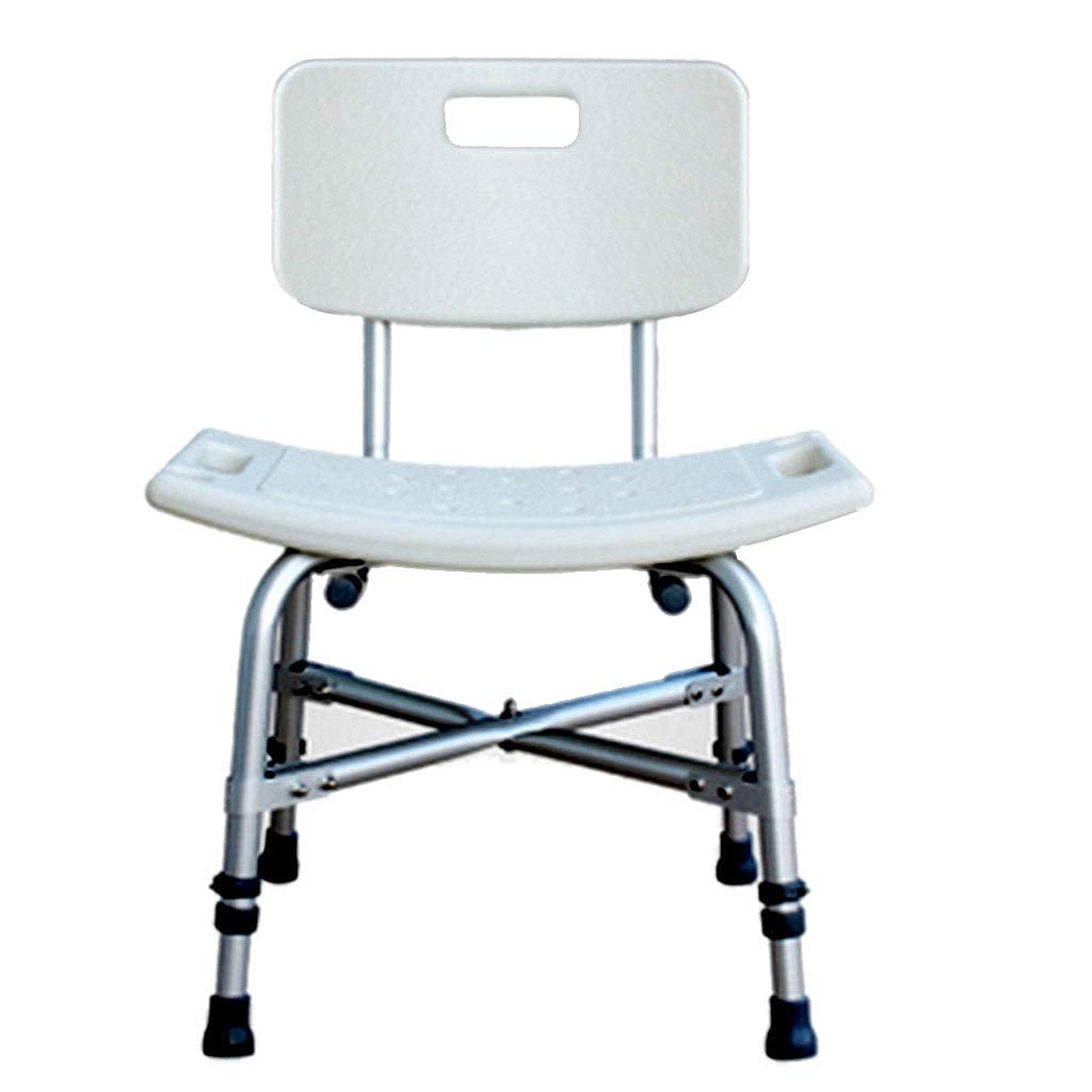 CHEWYNP Asiento de Ducha Reforzado con Respaldo y apoyabrazos Silla de Ducha Antideslizante Taburete de Ducha Aleación de Aluminio Ajustable en Altura