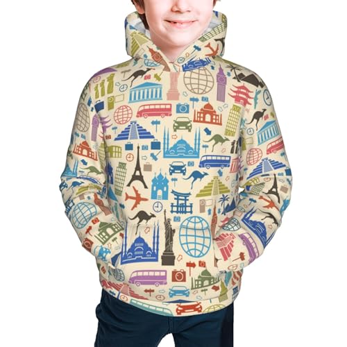 Famous Places Kid Hoodies Boys Sweatshirts Girls Pullover with Pocket3