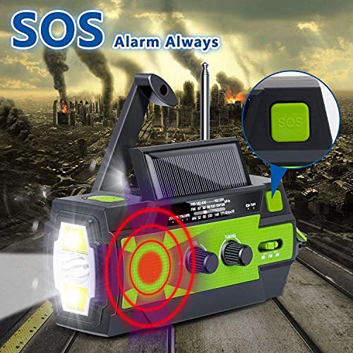 Wind Up Emergency Crank Radio, 4000mAh-Solar Hand Crank Draagbare AM/FM-radio met 1W Zaklamp & Bewegingssensor Leeslamp, Mobiele Telefoon Oplader, SOS Alarm voor thuis en buiten Noodgevallen - Image 7