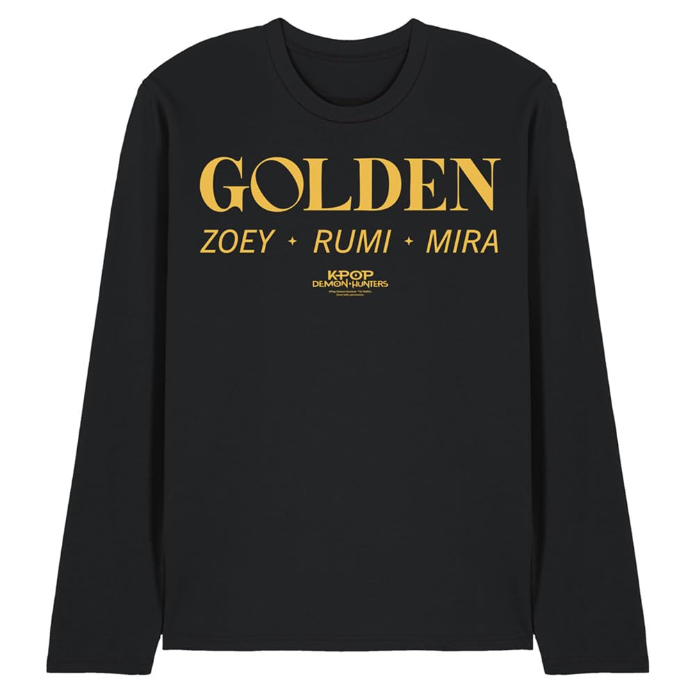 Kpop Demon Hunters Huntrix Golden Names Unisex Long Sleeve T Shirt, Black, XX-Large