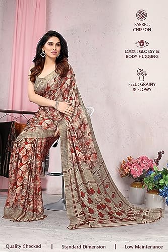 Image of MIRCHI FASHION Saree for Woman Chiffon Floral Printed | Polished Professional Office and Regular Daily Use Sari with Blouse Piece