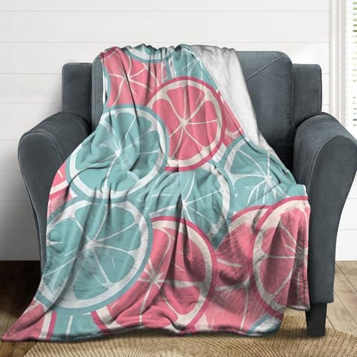 Couverture flanelle bleue agrumes imprimée nid de douceur pour lit