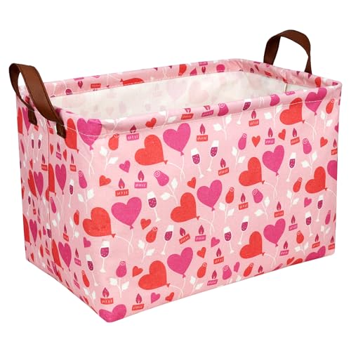 Image of Valentine's Day Basket Gift for Empty Cute Heart Large Storage Bin for Kid and Baby Room Decor (Balloon Love)