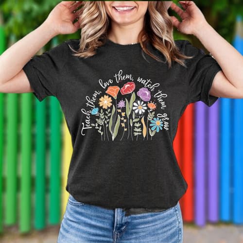 Teacher Shirts Women Flower Inspirational Graphic Tee Tops Funny Special Education Short Sleeve T-Shirt Teacher's Day4